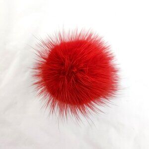 Red Mink Fur Brooch Pin